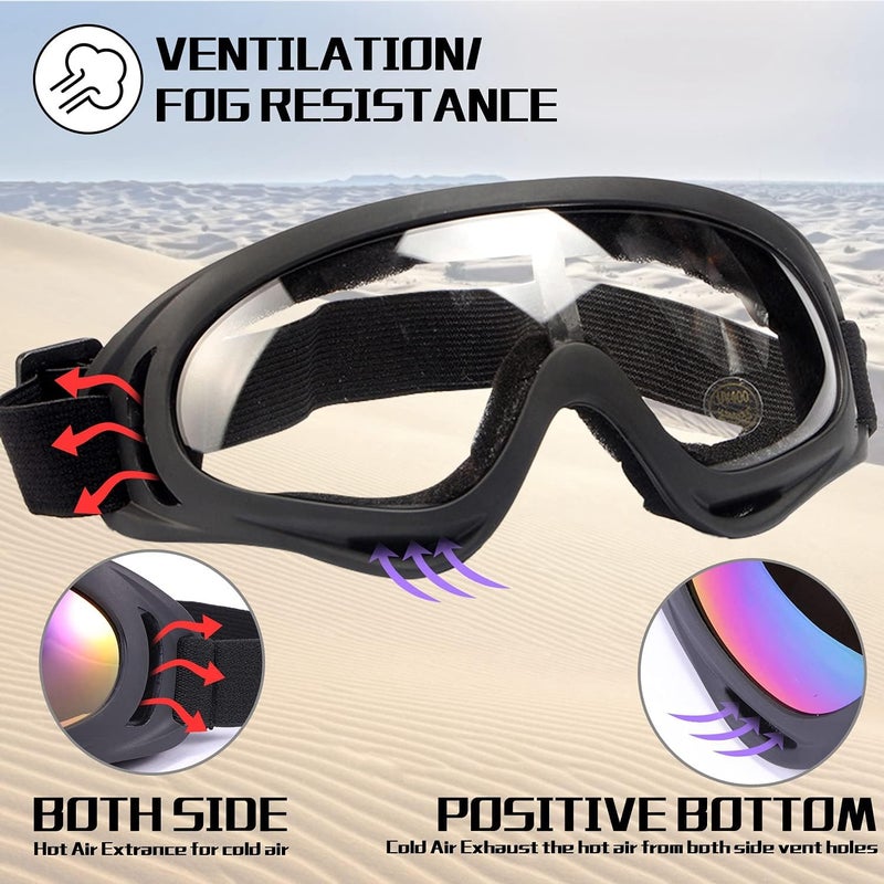 LOEO Motorcycle Goggles 2 Pack - ATV Dustproof Dirt Bike Goggles for Ski Racing Riding, Off Road Waterproof Motocross - Image 5